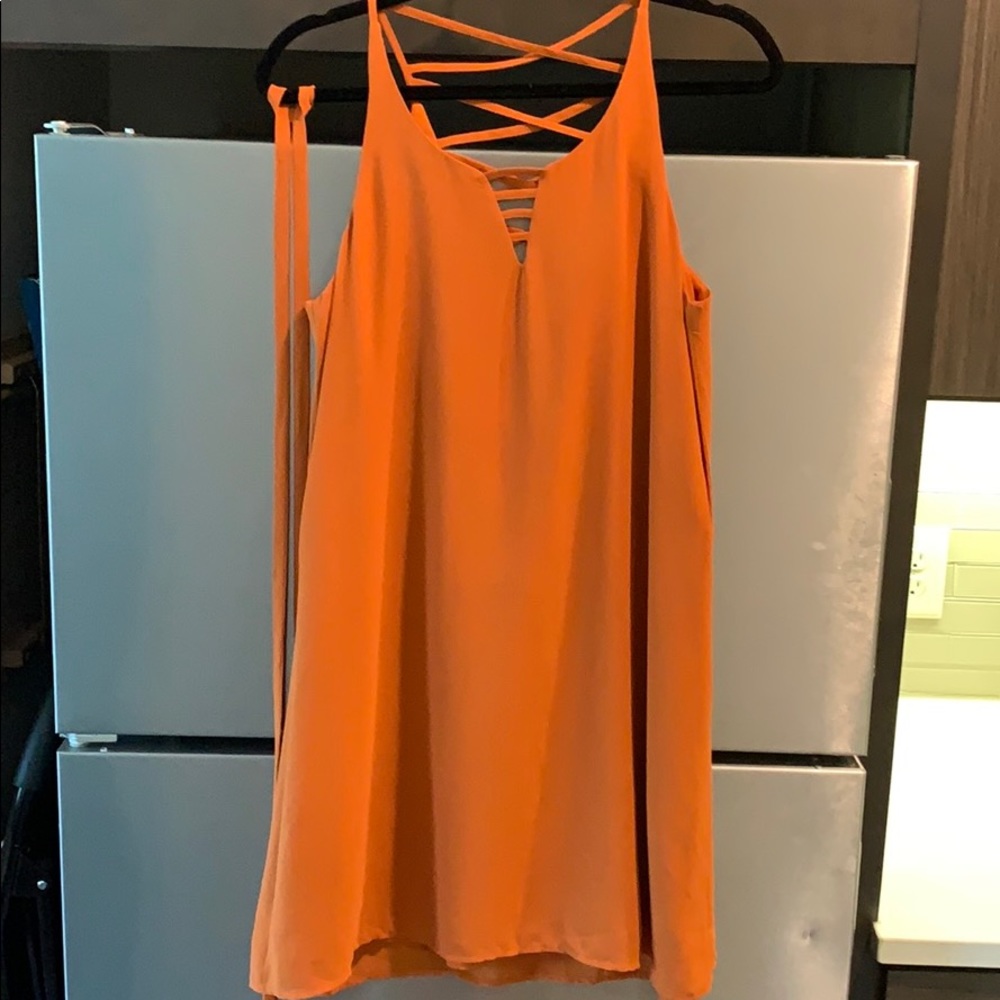 Naked Zebra. Orange Strappy Dress. Size M.